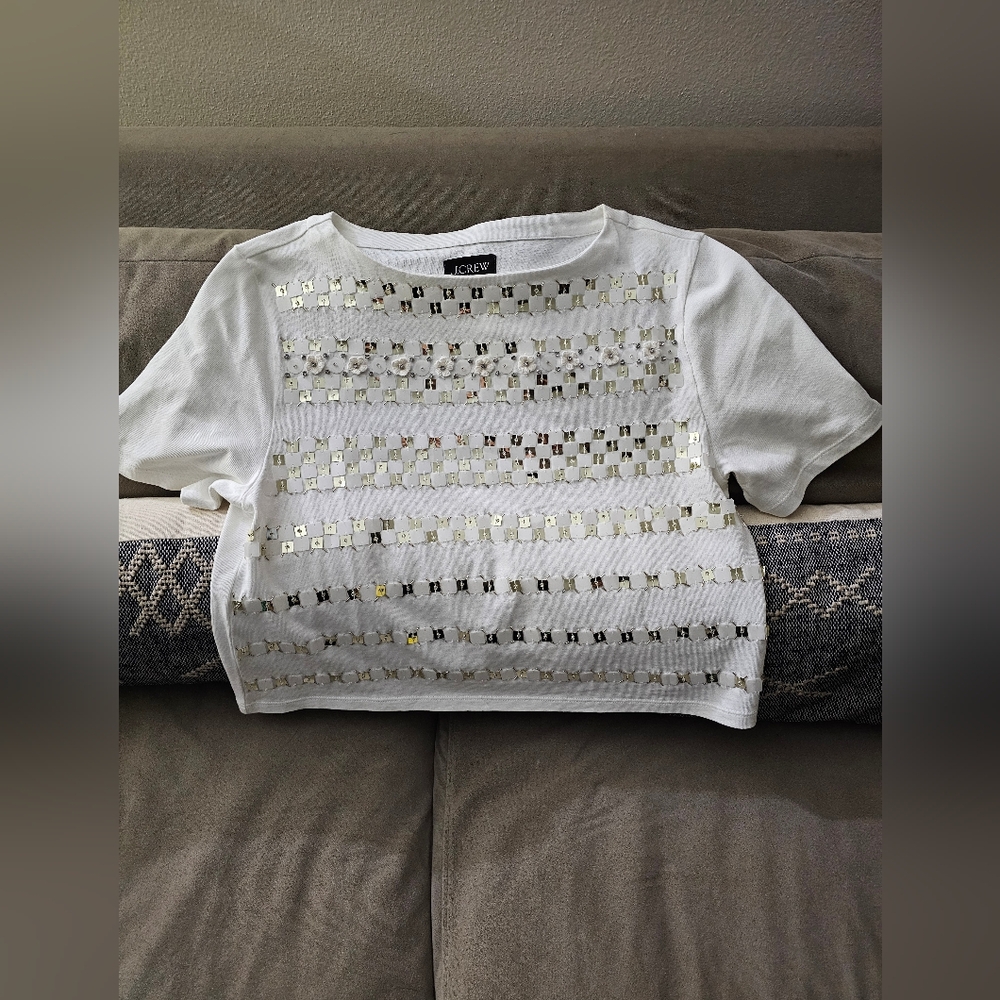 J. CREW COLLECTION Limited-edition Embellished Tee, Sz Medium - Picture 2 of 4